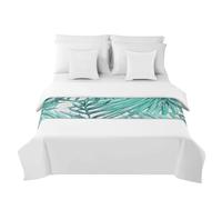 Morbuy Chemin de Lit Hôtel Doux Qui Ne Se Décolore Pas - Imprimé Botanique Tropical Accueil Literie Drapeau Drapeau Queue de Lit Décoration de la Maison (Feuilles Gris Vert,50x240cm)