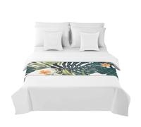 Morbuy Chemin de Lit Hôtel Doux Qui Ne Se Décolore Pas - Imprimé Botanique Tropical Accueil Literie Drapeau Drapeau Queue de Lit Décoration de la Maison (Feuille de Tortue,50x240cm)