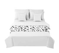 Morbuy Chemin de Lit Hôtel Doux Qui Ne Se Décolore Pas - Moderne Imprimé Animalier Accueil Literie Drapeau Drapeau Queue de Lit Décoration de la Maison (imprimé léopard Blanc,50x180cm)