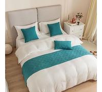 Morbuy Chemin de lit Hôtel Doux Qui ne se Décolore Pas - Moderne Jacquard Motif Coquille Accueil Literie Drapeau Drapeau Queue De Lit Housse de Coussin (45x240cm (chemins de lit),Bleu Ciel)