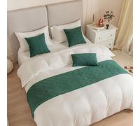 Morbuy Chemin de lit Hôtel Doux Qui ne se Décolore Pas - Moderne Jacquard Motif Coquille Accueil Literie Drapeau Drapeau Queue De Lit Housse de Coussin (45x180cm (chemins de lit),Vert)