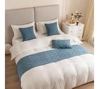 Morbuy Chemin de lit Hôtel Doux Qui ne se Décolore Pas - Moderne Jacquard Motif Coquille Accueil Literie Drapeau Drapeau Queue De Lit Housse de Coussin (45x180cm (chemins de lit),Bleu Gris)