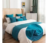 Morbuy Chemin de lit Hôtel Doux Qui ne se Décolore Pas - Moderne Réversible Plisser Accueil Literie Drapeau Drapeau Queue De Lit Housse de Coussin (45x45cm (Taie d'oreiller Jacquard),Bleu Ciel)