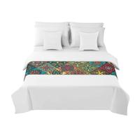 Morbuy Chemin de Lit Hôtel Doux Qui Ne Se Décolore Pas - Moderne Style Mandala Boho Accueil Literie Drapeau Drapeau Queue de Lit Décoration de la Maison (Losange Boho,50x210cm)