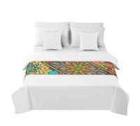 Morbuy Chemin de Lit Hôtel Doux Qui Ne Se Décolore Pas - Moderne Style Mandala Boho Accueil Literie Drapeau Drapeau Queue de Lit Décoration de la Maison (Rouge Boho,50x180cm)