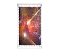 Morbuy Ciel Etoilé Imprimer Draps Housses pour Lit Bébé, Impression Douce Bébé Drap Housse, Respirant Microfibre Drap, pour Berceau, Couffin et Nacelle Housse Matelas (Flamme,90x55cm)