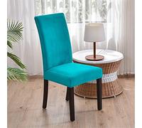 Morbuy Couleur Unie Housse de Chaise de Salle à Manger Lot de 1/4/6/10, Velours Housse de Chaise Extensible Lavable Universelle à Dossier Haut pour Hôtel,Restaurant (Turquoise,6 pièces)