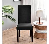 Morbuy Couleur Unie Housse de Chaise de Salle à Manger Lot de 1/4/6/10, Velours Housse de Chaise Extensible Lavable Universelle à Dossier Haut pour Hôtel,Restaurant (Le Noir,1 pièce)