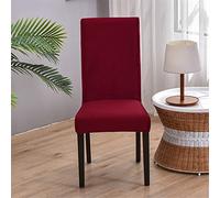 Morbuy Couleur Unie Housse de Chaise de Salle à Manger Lot de 1/4/6/10, Velours Housse de Chaise Extensible Lavable Universelle à Dossier Haut pour Hôtel,Restaurant (Rouge,4 pièces)