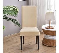 Morbuy Couleur Unie Housse de Chaise de Salle à Manger Lot de 1/4/6/10, Velours Housse de Chaise Extensible Lavable Universelle à Dossier Haut pour Hôtel,Restaurant (Crème,1 pièce)