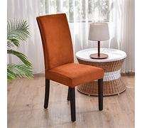Morbuy Couleur Unie Housse de Chaise de Salle à Manger Lot de 1/4/6/10, Velours Housse de Chaise Extensible Lavable Universelle à Dossier Haut pour Hôtel,Restaurant (Brun,1 pièce)