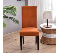 Morbuy Couleur Unie Housse de Chaise de Salle à Manger Lot de 1/4/6/10, Velours Housse de Chaise Extensible Lavable Universelle à Dossier Haut pour Hôtel,Restaurant (Brun,6 pièces)