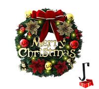 Morbuy Couronne Décoration de Noël Lumineuse,avec Intérieur LED a Pile 8 Effet Lumière Guirlande de Sapin Noël Couronne de Fleurs pour Votre Porte Cheminee Mur ou Fenêtre (30cm,Bowknot)