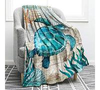 Morbuy Couverture Peluche Flanelle Couverture Souple et Confortable pour lit canapé Polaire Couverture pour Lits Canapé Couettes Mince Décor À La Maison (Tortue de mer,150x130cm)