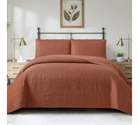Morbuy Couvre Lit Matelassé 2/1 Personnes, Douce Dessus de Lit avec 2 Taies d'oreiller Léger Couverture Lit Boutis Couvre-Lit Chaud pour Toutes Les Saisons (220 * 240cm,Orange)