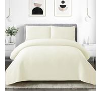 Morbuy Couvre Lit Matelassé 2/1 Personnes, Douce Dessus de Lit avec 2 Taies d'oreiller Léger Couverture Lit Boutis Couvre-Lit Chaud pour Toutes Les Saisons (180 * 220cm,Feuilles-Beige)