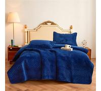 Morbuy Couvre Lit Matelassé 2/1 Personnes, Douce Dessus de Lit avec 2 Taies d'oreiller Léger Couverture Lit Boutis Couvre-Lit Chaud pour Toutes Les Saisons (220x240cm,Bleu)