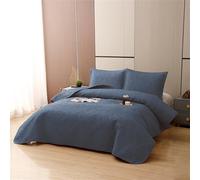 Morbuy Couvre Lit Matelassé 2/1 Personnes, Douce Dessus de Lit avec 2 Taies d'oreiller Léger Couverture Lit Boutis Couvre-Lit Chaud pour Toutes Les Saisons (Bleu Marine,229 * 244cm)