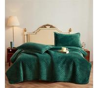 Morbuy Couvre Lit Matelassé 2/1 Personnes, Douce Dessus de Lit avec 2 Taies d'oreiller Léger Couverture Lit Boutis Couvre-Lit Chaud pour Toutes Les Saisons (220x240cm,Vert foncé)