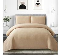 Morbuy Couvre Lit Matelassé 2/1 Personnes, Douce Dessus de Lit avec 2 Taies d'oreiller Léger Couverture Lit Boutis Couvre-Lit Chaud pour Toutes Les Saisons (240 * 260cm,Feuilles-Kaki)