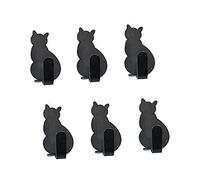 Morbuy Crochet Adhésifs Chat Créatif, 6 Pièces Crochet Mural Inoxydable 304 Crochets Muraux 3M Imperméable pour Porte Cuisine Famille et Bureau Salle de Bains Verre Chambre (Noir)