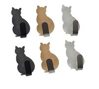 Morbuy Crochet Adhésifs Chat Créatif, 6 Pièces Crochet Mural Inoxydable 304 Crochets Muraux 3M Imperméable pour Porte Cuisine Famille et Bureau Salle de Bains Verre Chambre (Mélanger)