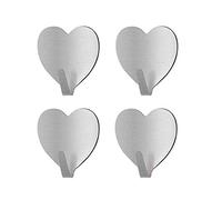 Morbuy Crochet Adhésifs Forme de Coeur, 4/10 Pièces Crochet Mural Inoxydable 304 Crochets Muraux 3M Imperméable pour Porte Cuisine Famille et Bureau Salle de Bains Verre Chambre (4 Pièces)