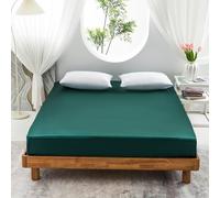 Morbuy Drap Housse 80x200, Vert Foncé Satin Draps Housses pour Matelas Épais Jusqu'à 30 cm, Luxe Drap-Housse en Microfibre Soyeux, Lisse Respirant et Doux