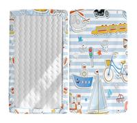 Morbuy Drap Housse Lit Bebe, Imprimé Draps Housses pour Lit Bébé, Doux Doux pour la Peau Fibre Ultrafine Drap Housse, pour Berceau, Couffin et Nacelle (Ferry,60x120cm)