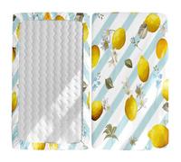 Morbuy Drap Housse Lit Bebe, Imprimé Fruits Draps Housses pour Lit Bébé, Doux Doux pour la Peau Fibre Ultrafine Drap Housse, pour Berceau, Couffin et Nacelle (Citron,85x51cm)