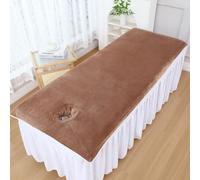 Morbuy Draps de Lit de Table de Massage avec Trou, Serviette Housse de Coussin de Massage en Microfibre Absorbante Lavable et Réutilisable pour Spa Beauté Salon du Visage (Marron,90x190cm)