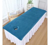 Morbuy Draps de Lit de Table de Massage avec Trou, Serviette Housse de Coussin de Massage en Microfibre Absorbante Lavable et Réutilisable pour Spa Beauté Salon du Visage (Bleu paon,90x190cm)