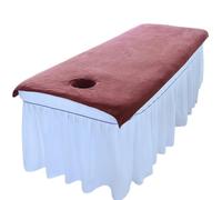 Morbuy Draps de Lit de Table de Massage avec Trou, Serviette Housse de Massage Lavable Absorbante Microfibre Couleur Unie Réutilisable pour Spa Beauté et Salon du Visage (Marron,80x180cm)
