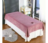 Morbuy Draps de Lit Table de Massage avec Trou, Housse de Coussin de Massage Lavable, Serviette de Massage Réutilisable pour Spa Beauté et Salon du Visage (200x80cm,D Rose)