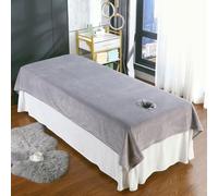 Morbuy Draps de Lit Table de Massage avec Trou, Housse de Coussin de Massage Lavable, Serviette de Massage Réutilisable pour Spa Beauté et Salon du Visage (200x120cm,B Gris)