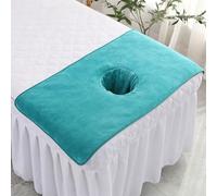 Morbuy Draps de Lit Table de Massage avec Trou, Lot de 2 Housse de Coussin de Massage Lavable, Serviette de Massage Réutilisable Respirante Douce pour Spa Beauté (40x80cm,Bleu Paon)
