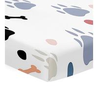 Morbuy Draps Housses pour Lit Bébé, Empreintes de Pattes Multicolores Drap Housse Lit Bebe, Doux pour la Peau Fibre Ultrafine Drap, pour Berceau, Couffin Nacelle Housse Matelas (Gris,75x30cm)