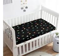 Morbuy Draps Housses pour Lit Bébé, Imprimé à Pois Drap Housse Lit Bebe, Doux pour la Peau Fibre Ultrafine Drap, pour Berceau, Couffin et Nacelle Housse Matelas (80x40cm,Noir)