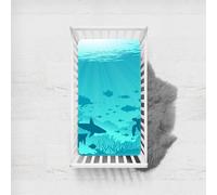 Morbuy Draps Housses pour Lit Bébé, Le Monde Sous-Marin Douce Bébé Drap Housse, Respirant Microfibre Drap, pour Berceau, Couffin et Nacelle Housse Matelas (Poisson,120x60cm)