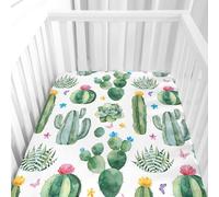 Morbuy Draps Housses pour Lit Bébé, Motif de Cactus en 3D Drap Housse Lit BeBe Doux la Peau Fibre Ultrafine Drap Housse pour Berceau, Couffin et Nacelle (D,160x80cm)