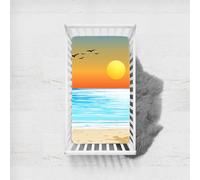 Morbuy Draps Housses pour Lit Bébé, Plage de Dessin Animé D'Été Douce Bébé Drap Housse, Respirant Microfibre Drap, pour Berceau, Couffin et Nacelle Housse Matelas (Coucher soleil,90x45cm)