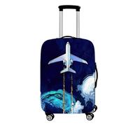 Morbuy Élastique Housse de Valise Luggage Cover pour Impression d'avion Noir Voyage Luggage Trolley Case Cover Protector, Housse Bagage Voyager Protection Couverture (I,L(26 * 28 Pouce))