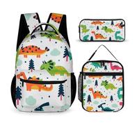 Morbuy Ensemble Sac à Dos Enfant, Motif Dinosaure 3D Cartable 3 Pieces pour Fille Garçon, Sacs d'École + Sac à Déjeuner Isotherme + Trousse à Crayons, pour Étudiant Voyage (Arbre)
