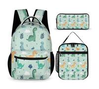 Morbuy Ensemble Sac à Dos Enfant, Motif Dinosaure 3D Cartable 3 Pieces pour Fille Garçon, Sacs d'École + Sac à Déjeuner Isotherme + Trousse à Crayons, pour Étudiant Voyage (Dinosaure Dessin animé)