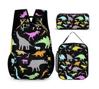 Morbuy Ensemble Sac à Dos Enfant, Motif Dinosaure 3D Cartable 3 Pieces pour Fille Garçon, Sacs d'École + Sac à Déjeuner Isotherme + Trousse à Crayons, pour Étudiant Voyage (Dinosaure 1)