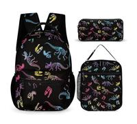 Morbuy Ensemble Sac à Dos Enfant, Motif Dinosaure 3D Cartable 3 Pieces pour Fille Garçon, Sacs d'École + Sac à Déjeuner Isotherme + Trousse à Crayons, pour Étudiant Voyage (Motif Dinosaure)