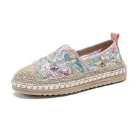 Morbuy Espadrilles Plates Femme 35-40, Espadrilles été Confortable Slip on Chaussure en Toile Slip-ins Légère et Coutures Apparentes Classiques Semelle Antidérapante (38,697 Bleu)