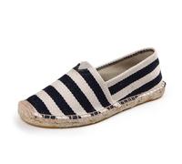 Morbuy Espadrilles Plates Homme Femme 35-45, Espadrilles été Confortable Slip on Chaussure en Toile Slip-ins Légère et Coutures Apparentes Classiques Semelle Antidérapante (43,10 Rayures)