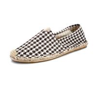 Morbuy Espadrilles Plates Homme Femme 35-45, Espadrilles été Confortable Slip on Chaussure en Toile Slip-ins Légère et Coutures Apparentes (41,YF10 Pied-de-Poule Marron)