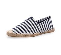 Morbuy Espadrilles Plates Homme Femme 35-45, Espadrilles été Confortable Slip on Chaussure en Toile Slip-ins Légère et Coutures Apparentes (38,YF10 Rayures Bleu Marine)